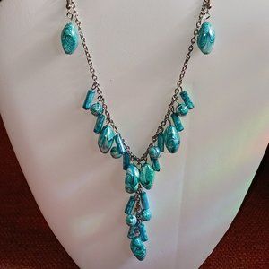 Marble look Turquoise necklace and earrings